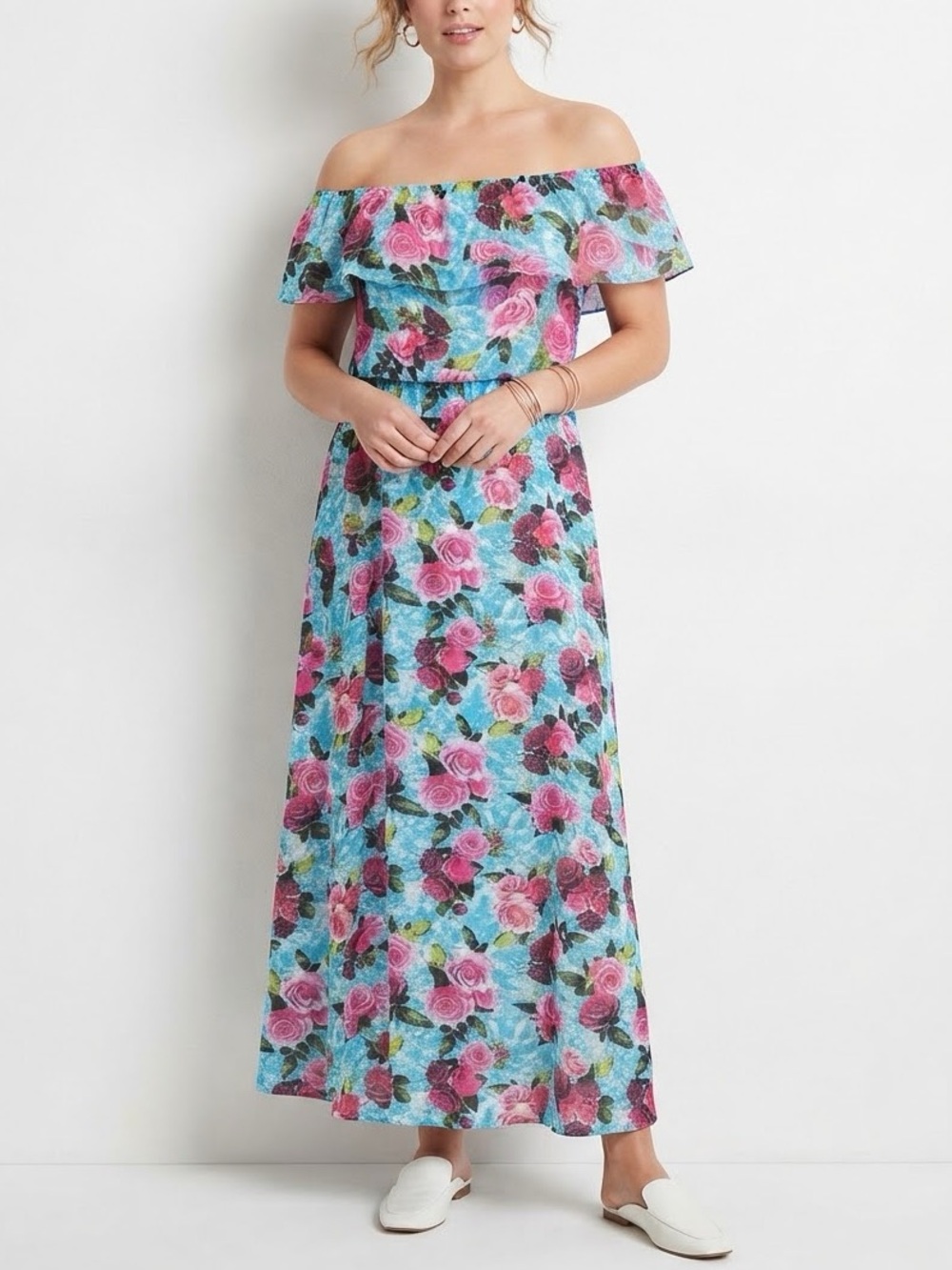 Betsey Johnson Floral Maxi Dress in Blue & Pink Size 8 Like New
